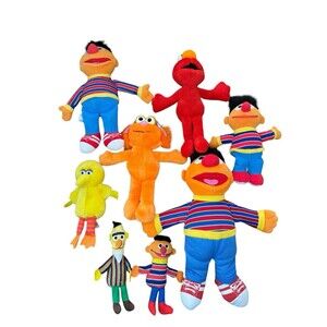 Vintage Sesame Street Character Small Plush Lot Of 8 Bert Elmo Ernie Grover